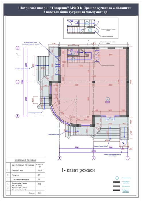 Шаҳрисабз шифохонаси ёнида жойлашган 2 қаватли бино ижарага берилади
