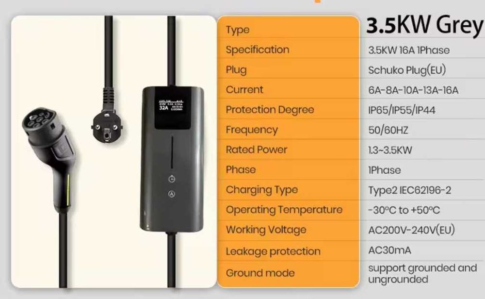 Домашна зарядна станция тип 2 за електрически автомобили  16А 3.5 kW