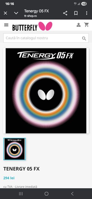 Vând față de paletă butterfly tenergy 05fx