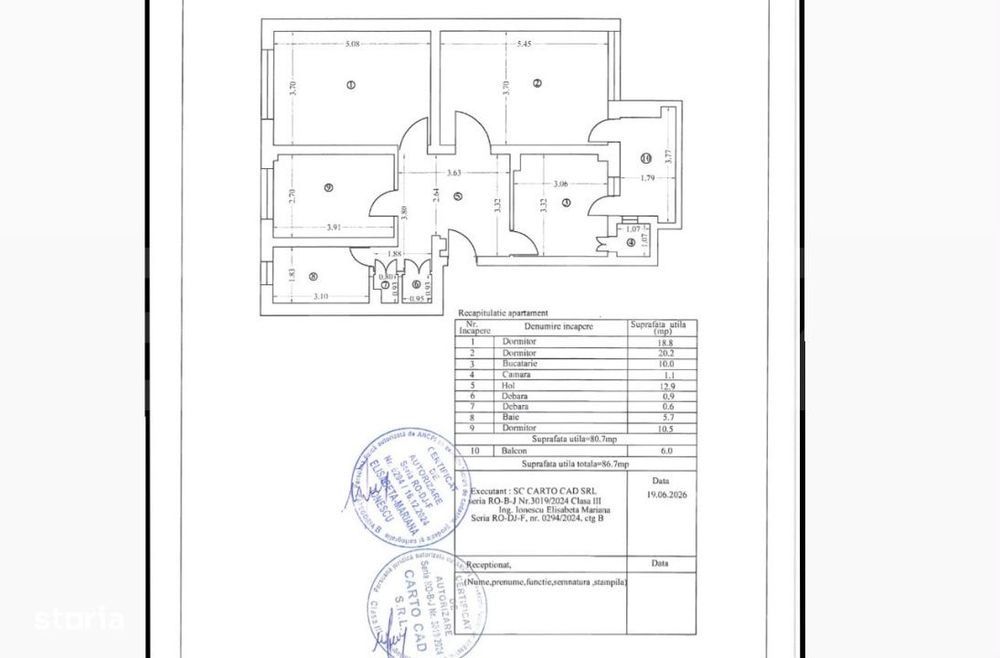 Apartament 3 camere, 80.70 mp, zona Centrala – Curtea de Apel