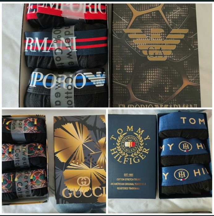 Chiloți Tommy Hilfiger, Boxeri Emporio Armani Boxeri Gucci Set 3buc