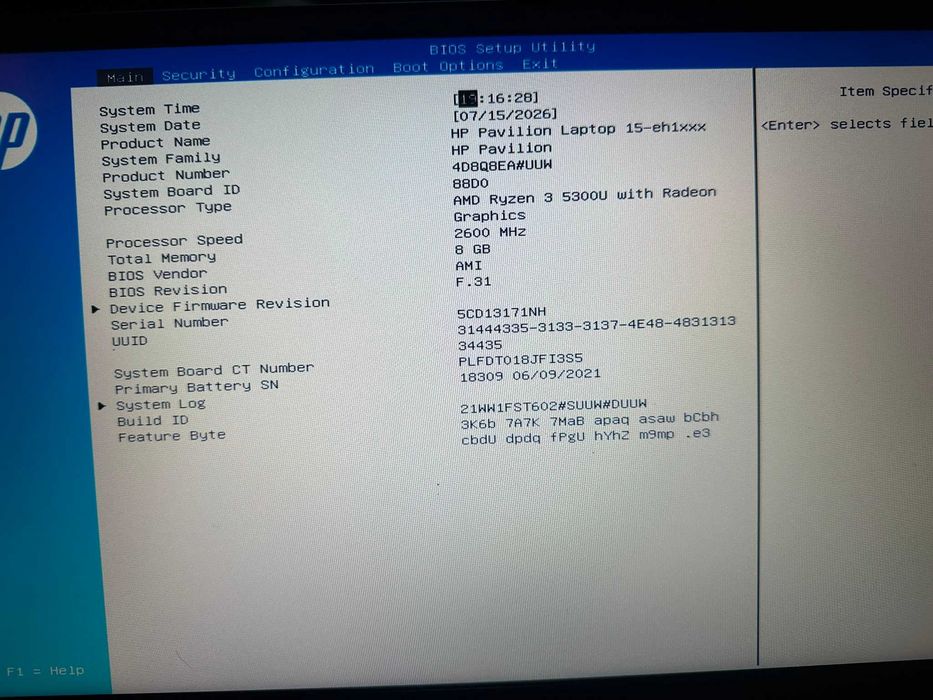 Laptop Hp pavilion 15-eh1xxx, Ryzen 3 gen 5