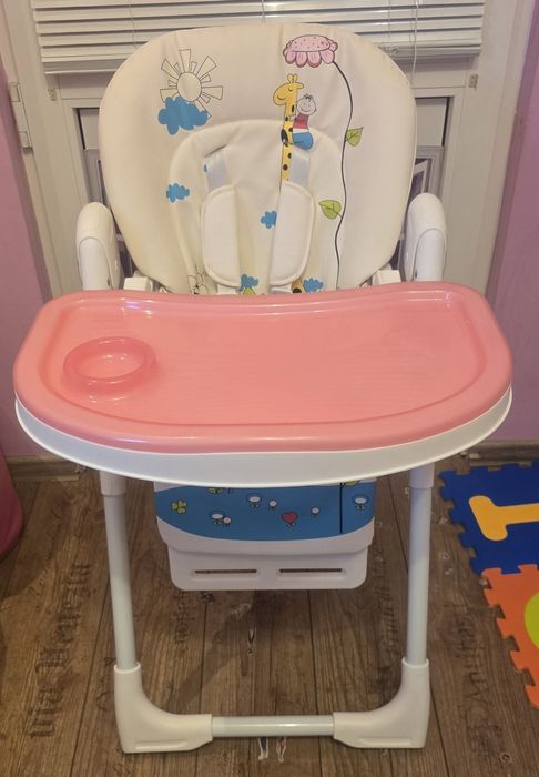 Scaun de masa bebe Wunderkid Play, Alb/Roz
