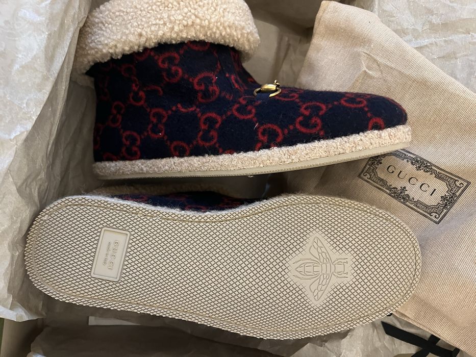 Ghete Gucci wool GG horse bit,interior 100% shearling,produs original.