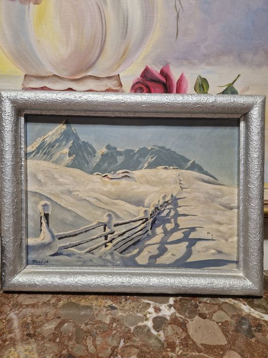 Стара страхотна антикварна авторска картина масло върху платно