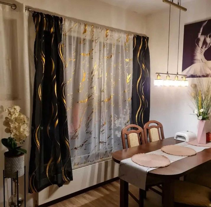 Perdele albe cu imprimeu auriu model marble,marmorat