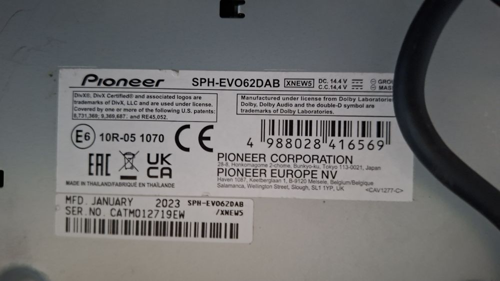 Pioneer SPH-EVO62dab Apple-Android CARPLEY