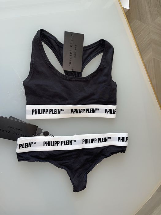 Сет сутиен топ бельо бикини филип плейн черен philipp plein pp