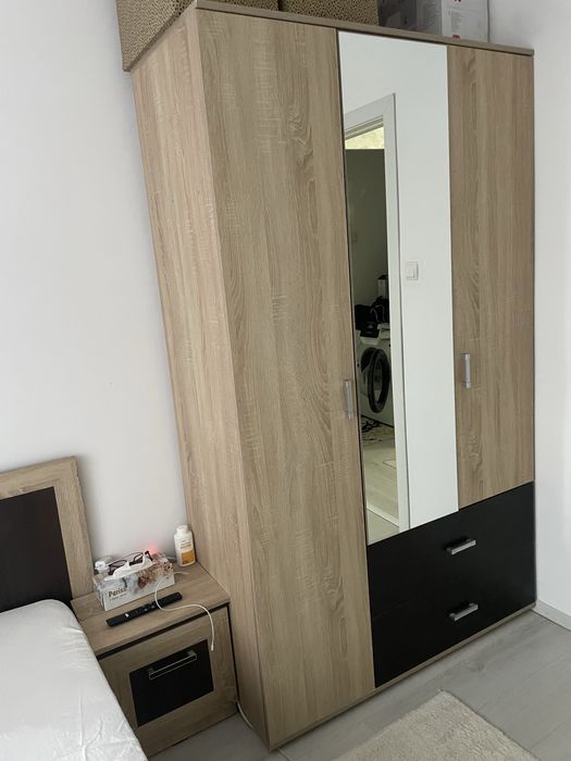 Mobila dormitor :dulap +2 noptiere +pat 140/200+saltea