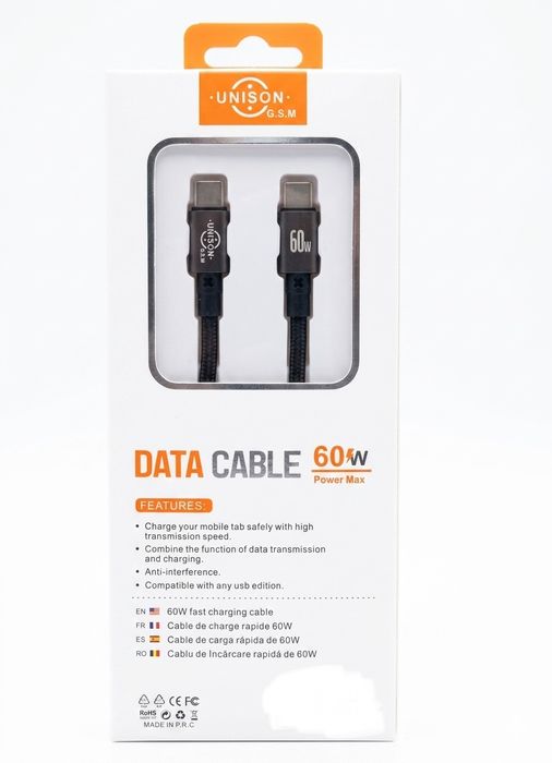 60 WATT , 2 METER data/charging compatibl cu telefon si laptopuri