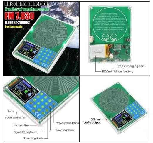 1000mA Батерия DDS Генератор на Шуман 7.83Hz 1.8" LCD 0.001Hz~200KHz