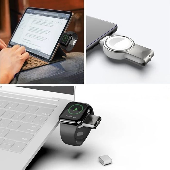 Мобилнo зарядно за Apple Watch с USB C и USB A