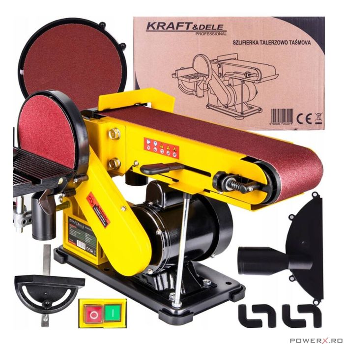 Polizor cu banda si disc, putere 650 W, disc 150 mm, Kraft