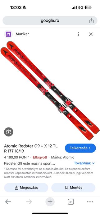 Schiuri Atomic Redster G9 171 cm, clapari K2 43