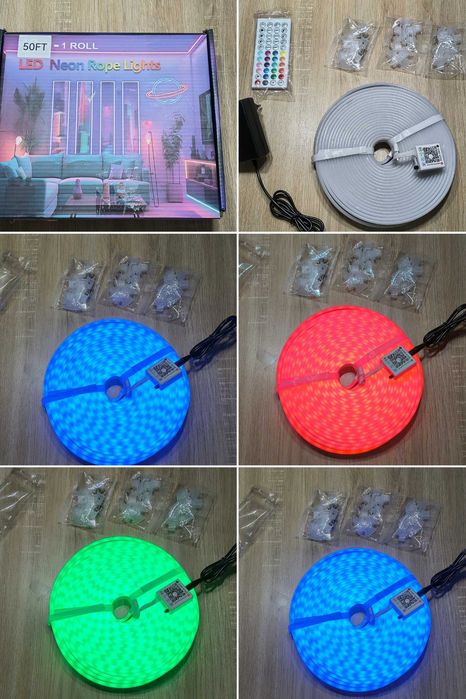 Bandă LED Neon RGB, sincronizare muzică, telecomandă, 6-20M