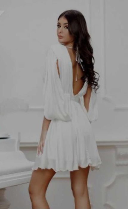 Rochie alba ocazie voal