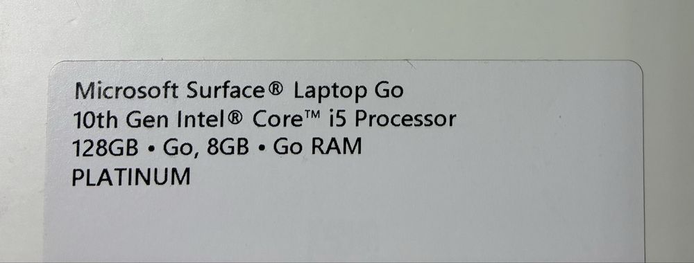 Microsoft Surface Laptop Go Intel Core i5, 8 gb, 128 ssd