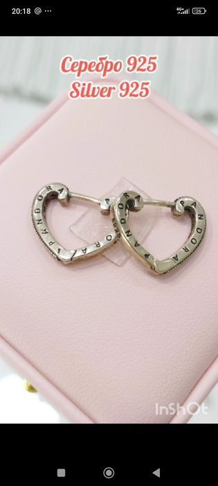 Серьги Pandora серебро 925 Новые