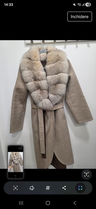 Palton calduros alpaca blana naturala