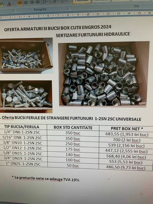 Bucsa bucse sertizare furtunuri hidraulice DN6-8-10-12-16-20-25 oferta