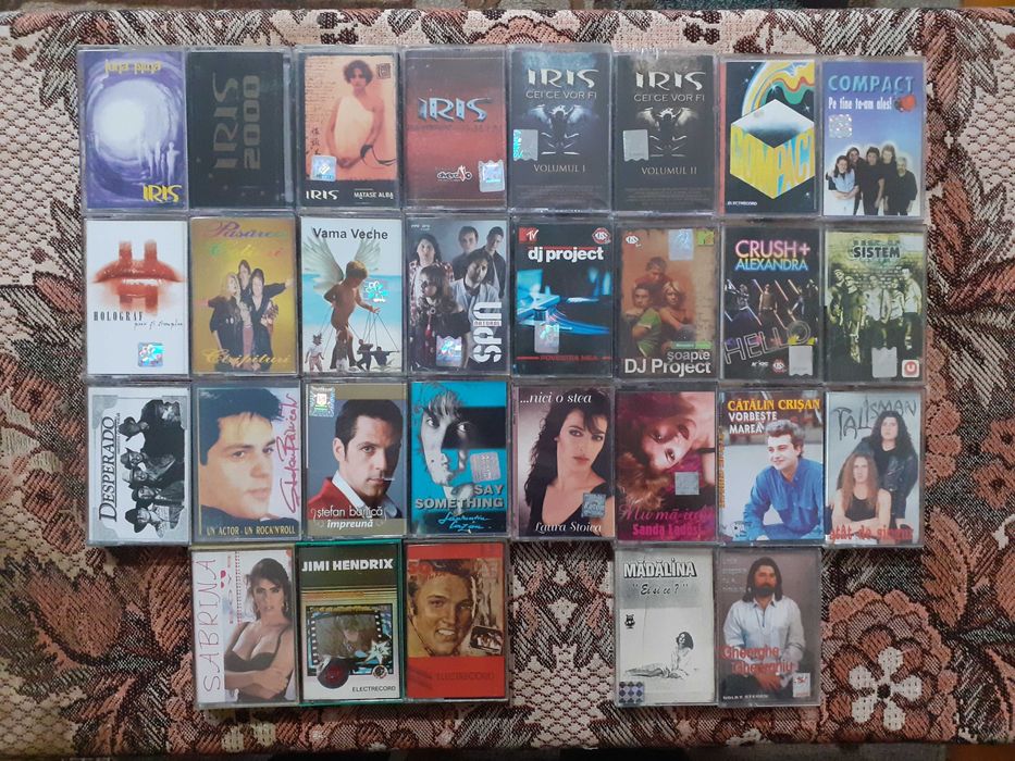 Casete audio cu muzică disco, pop, tehno, rock, jazz, rytm & blues