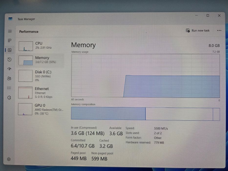 Ryzen 3 7320U 8 gb DDR5 Ssd 120