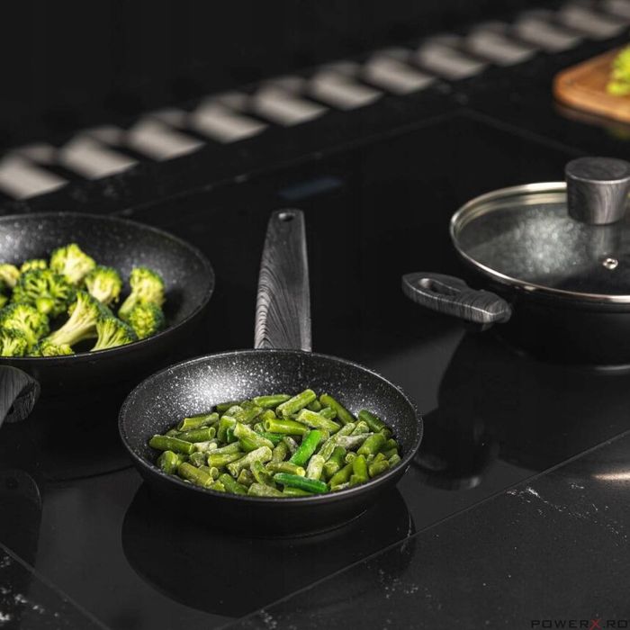 Tigaie din aluminiu, invelis antiaderent, marmorata, 28 cm, neagra,