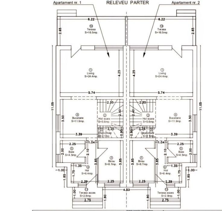 Duplex spatios, 4 camere, birou, terasa, zona linistita