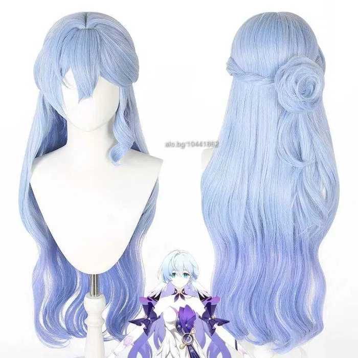 Светло синя аниме перука с подвижен кок Honkai Star Rail Robin Cosplay