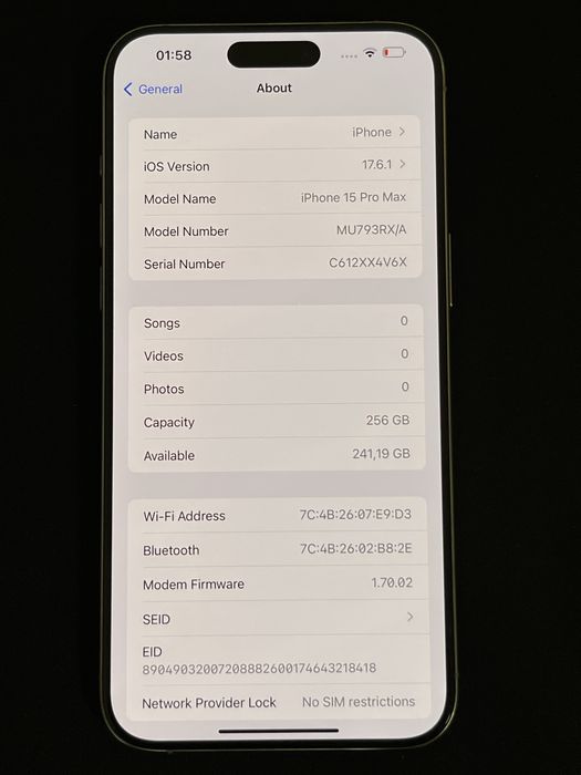 Apple iPhone 15 Pro Max 256GB ID-XXL10653