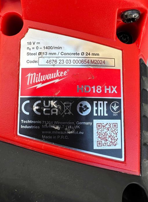 Milwaukee HD18 HX - Акумулаторен перфоратор 2x18V 4.0Ah като нов!