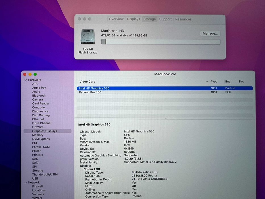 15.4' Core i7 Apple MacBook Pro Late 2016 SG TouchBar 16GB RAM/512GB SSD/Radeon Pro 460 4GB/Бат 4ч