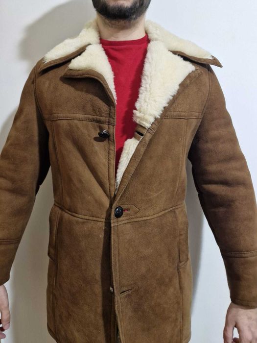 Cojoc barbatesc tip Alain Delon – piele si blana naturală de oaie