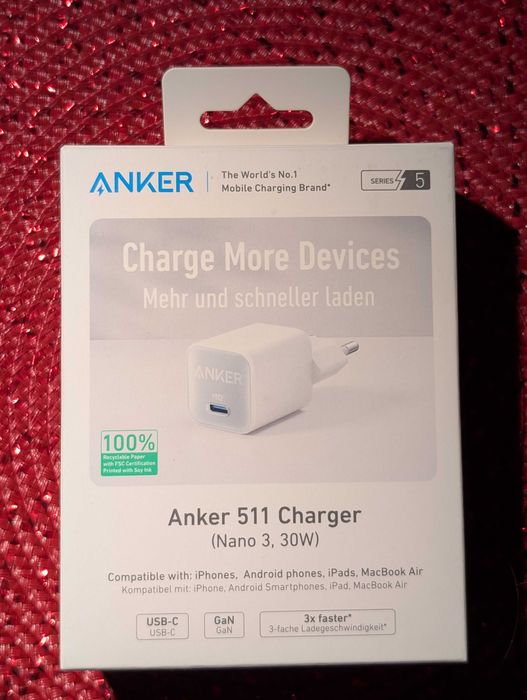 Charger Anker 511 Nano 3 30W USB-C, PowerIQ 3.0, PPS Alb