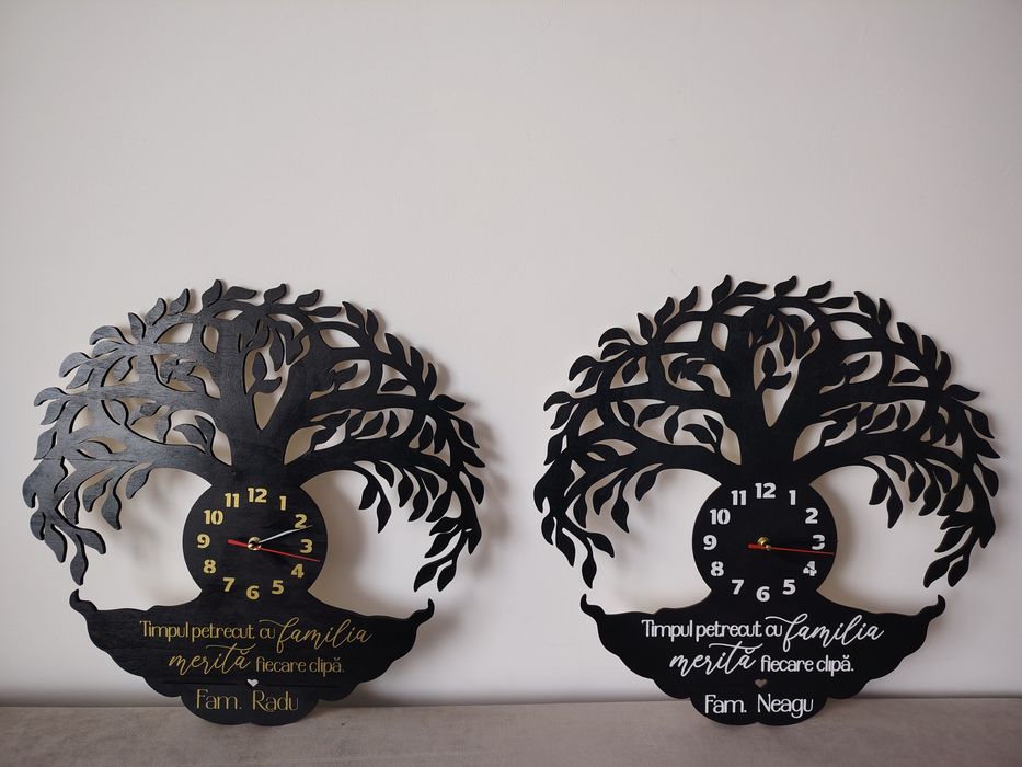 Ceas perete personalizat lemn handmade cadou familie sau copii