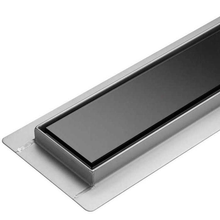 Rigola dus integral din inox cu capac Sticla Neagra, lungime 40cm