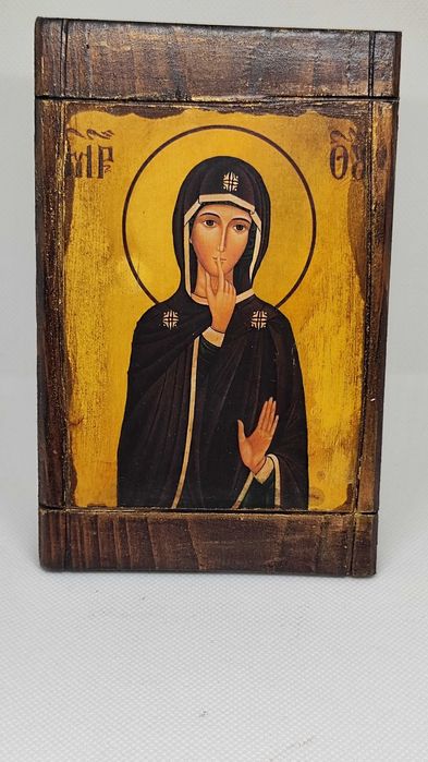 Икона на Богородица на Мълчанието – ръчна изработка, 10x15 см