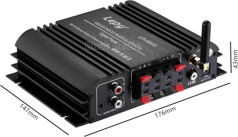 Nobsound Lepy Amplificator audio multimedia stereo Hi-Fi 4 canale,180w (45W x 4),Bluetooth,USB SD DVD CD FM MP3 telecomandă și ecran LED