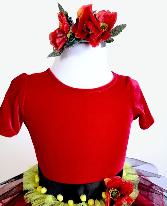 Mac costum serbare rochiță roșie Mac, 3,4,5,6,7 ani