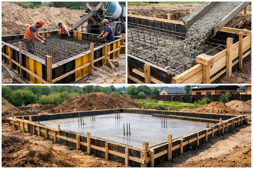 Заливка фундамента под ключ с опалубкой