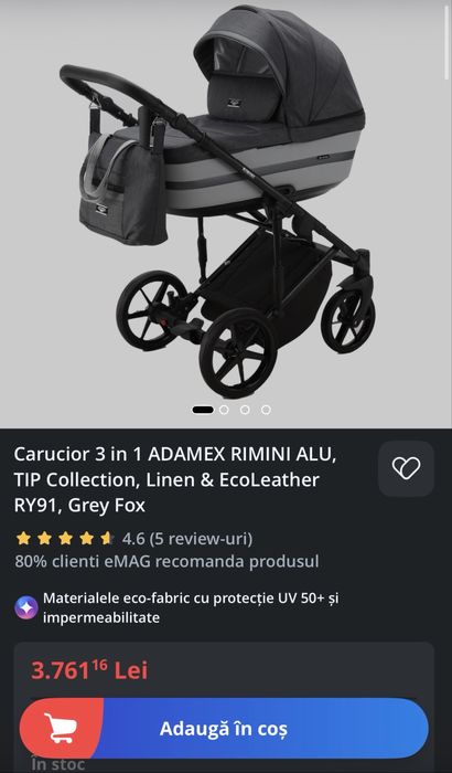 Carucior 3 in 1 Adamex + baza isofix