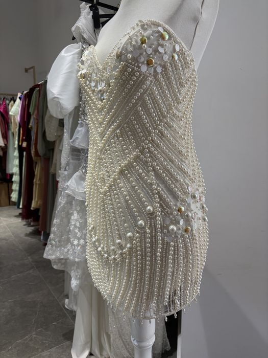 Rochie superba Asos luxe, aplicatii de perle, noua