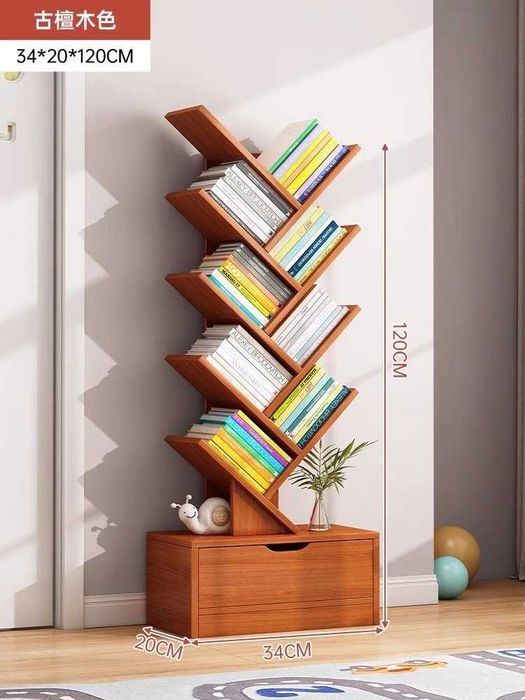 книжная полка на дереве, книжный шкаф на 8 полок