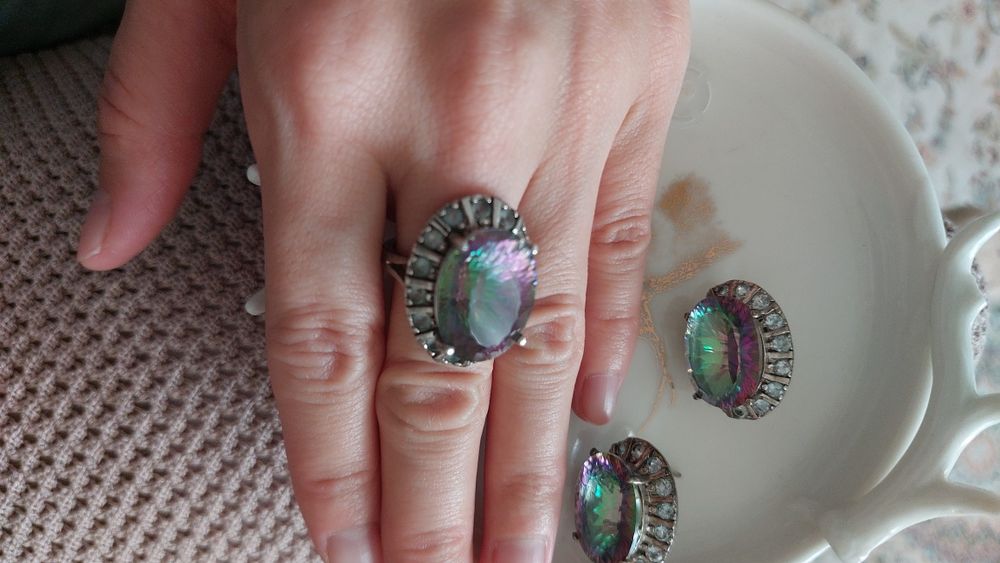 Серебряный набор с мистик-топазом 925