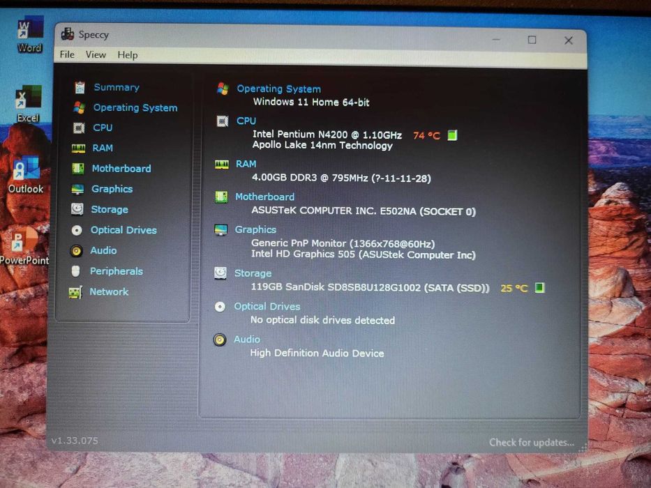 Laptop Asus R517N 15.6" Intel Quad N4200 1.1Ghz 4Gb DDR3 128Gb SSD W11