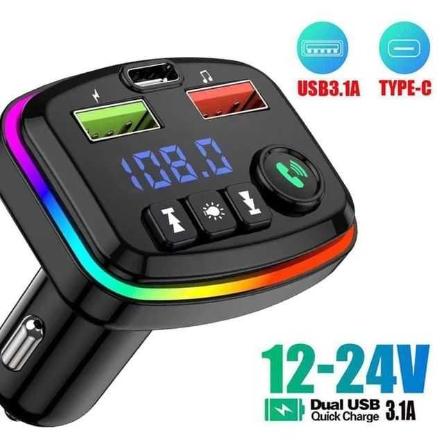 FM трансмитер Блутут Digital One SP00968 M14  BTv.5.0 2xUSB TypeC 3.1A