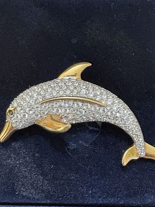 Брошка Делфин Swarovski