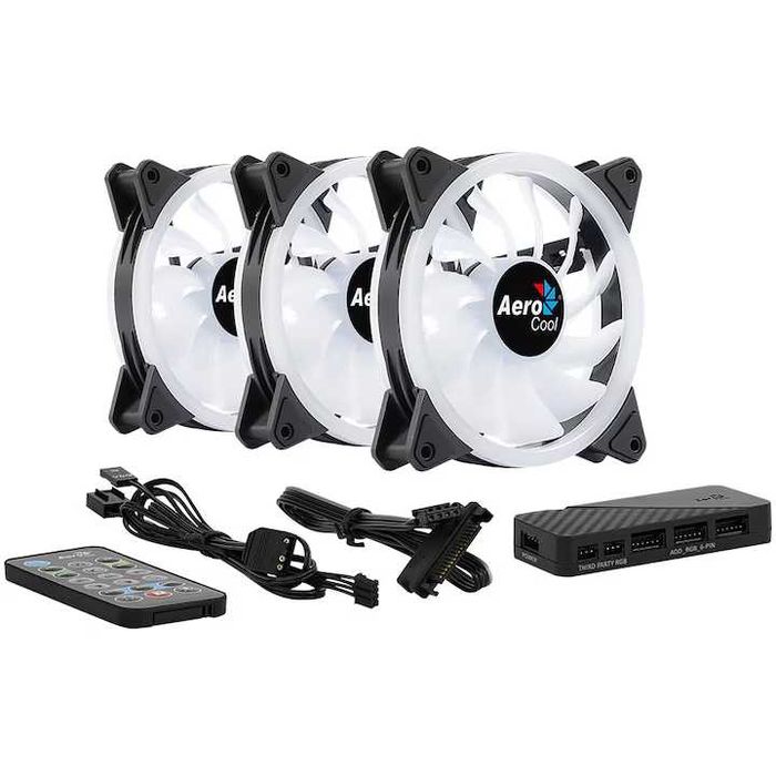 7x Ventilatoare Aerocool Duo 12 Pro ARGB, 120mm cu controler