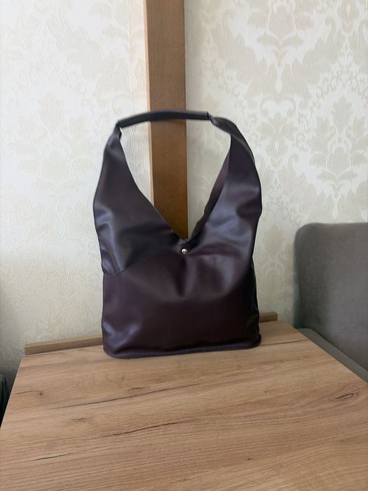 Сумка шоппер темно бордовая