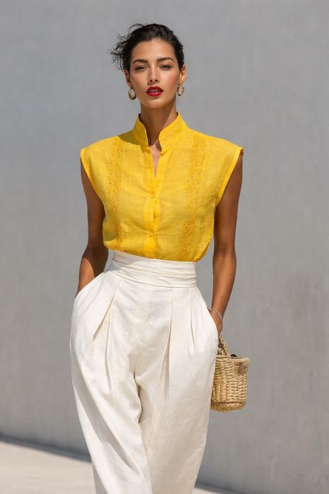 Желтая блузка XS